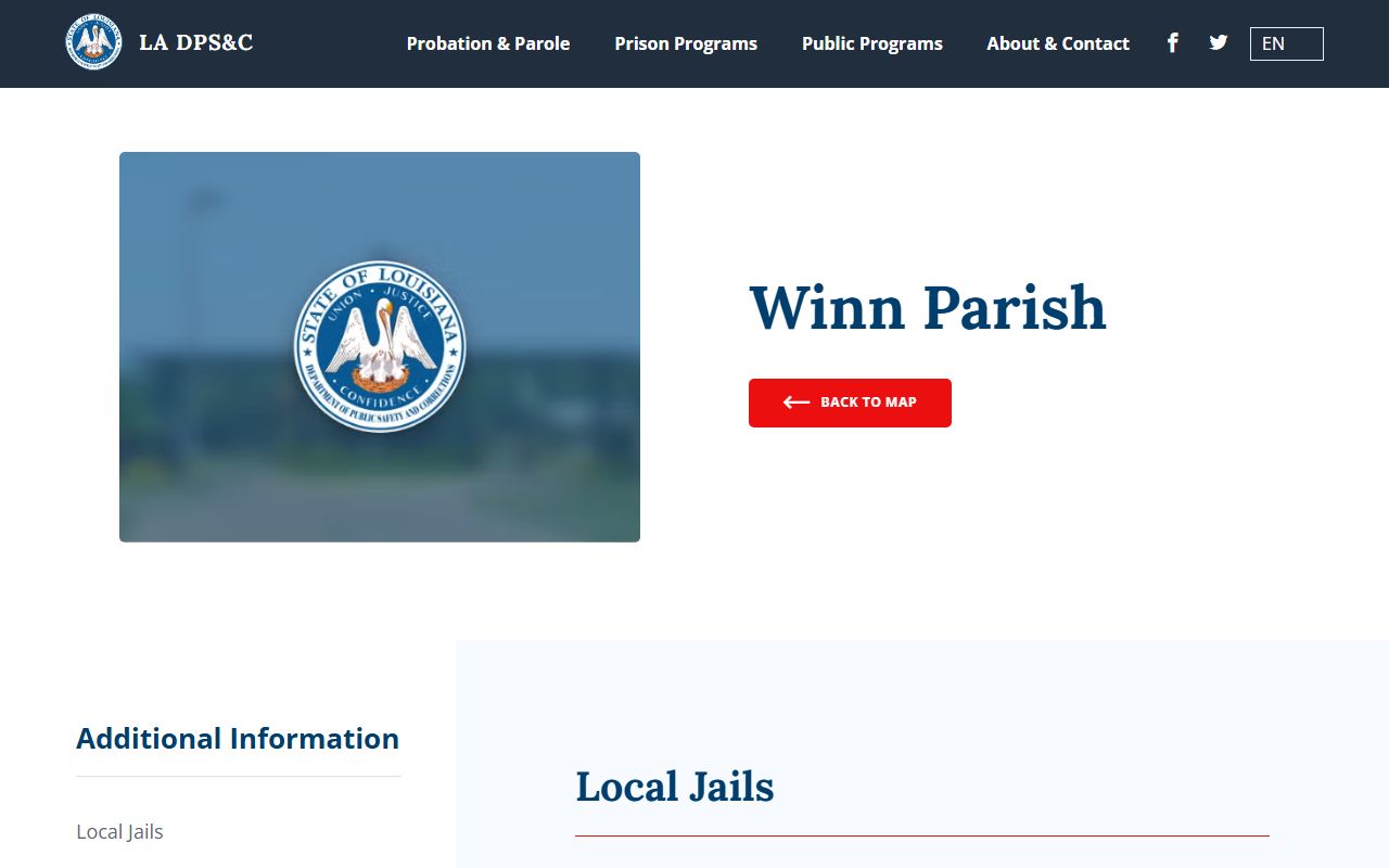 Winn Parish Detention Center DPS&C facility directory listing
